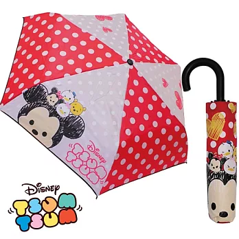 【日本進口正版】迪士尼 TSUM TSUM 米奇/米妮 輕量型晴雨傘/折疊傘-白色點點