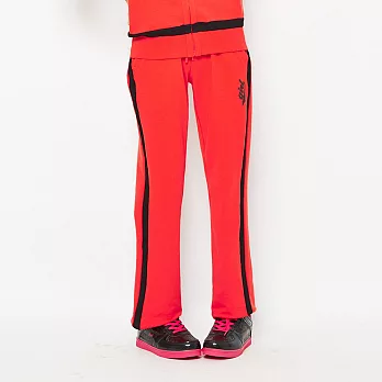 TOP GIRL-獨特網格印花- 吸濕排汗休閒針織長褲S紅