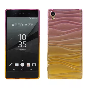 【BIEN】SONY Xperia Z5 波浪漸層彩透軟質手機殼(紫)