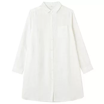 [MUJI無印良品]女法國亞麻襯衫洋裝S白色