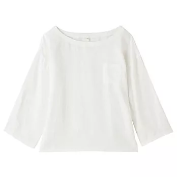 [MUJI無印良品]女法國亞麻七分袖套衫L白色