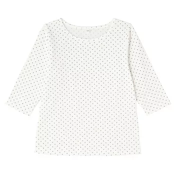 [MUJI無印良品]兒童有機棉每日兒童服水玉七分袖T恤110柔白紋樣