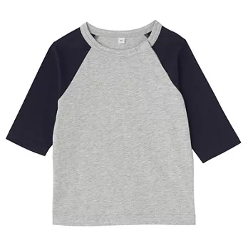 [MUJI無印良品]幼兒有機棉每日兒童服配色七分袖T恤80深藍