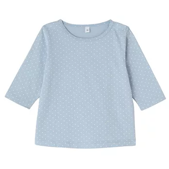 [MUJI無印良品]幼兒有機棉每日兒童服水玉七分袖T恤80淺藍紋樣