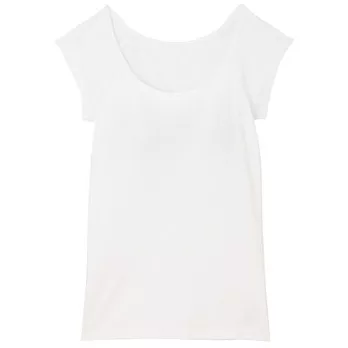 [MUJI無印良品]女棉混內裏網織涼感舒適有杯法式袖衫S白色