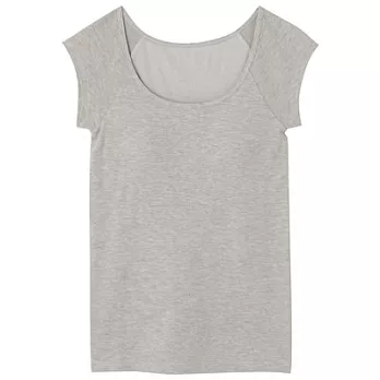 [MUJI無印良品]女棉混內裏網織涼感舒適有杯法式袖衫S灰色