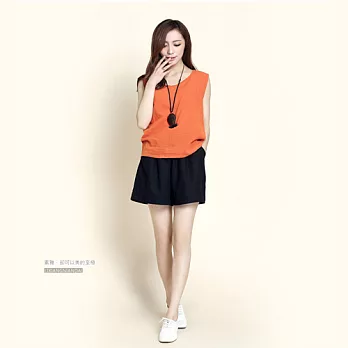 輕鬆百搭亞麻短裙褲 -M黑色