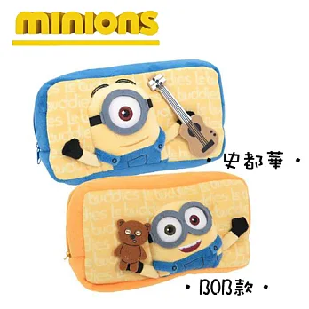 【日本進口正版】小小兵 minions 長型 厚棉收納包/化妝包/筆袋-BOB款