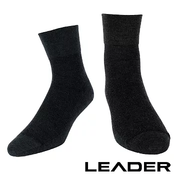 【LEADER】除臭去味 紳士素面短筒寬口襪 (黑色)