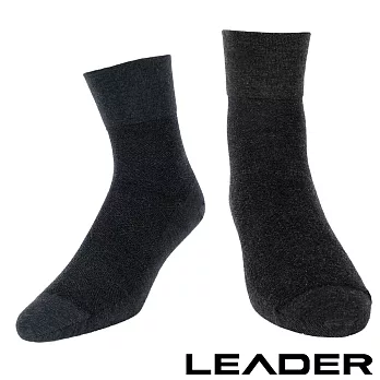 【LEADER】除臭去味 紳士素面短筒寬口襪 (深灰)