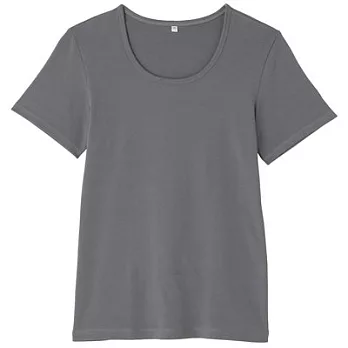 [MUJI無印良品]女有機棉混彈性圓領短袖T恤S灰白