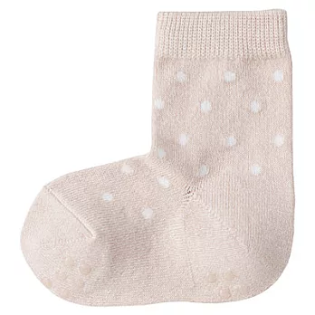 [MUJI無印良品]幼兒棉混水玉直角短襪11~13cm淺米紋樣