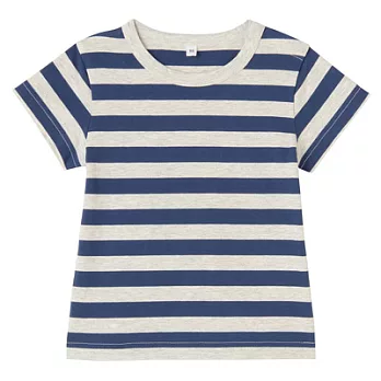 [MUJI無印良品]幼兒有機棉每日兒童服橫紋短袖T恤80藍橫紋