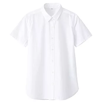 [MUJI無印良品]女有機棉水洗平織布短袖襯衫S白色