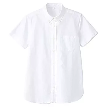 [MUJI無印良品]女有機棉水洗牛津布扣領短袖襯衫M白色