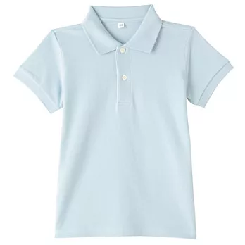 [MUJI無印良品]兒童有機棉鹿子織短袖POLO衫110淺藍