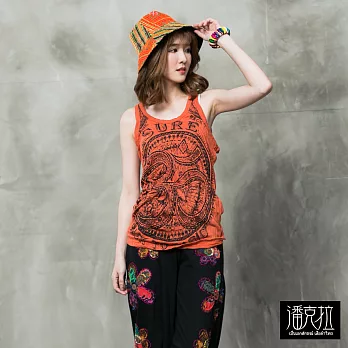 【潘克拉】泰國插畫捲背心(OM)-F FREE橘