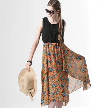 【模兒空間AMOR SPACE】E010 雪紡背心長洋裝(2色)M橙