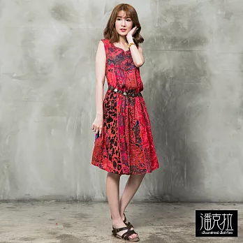 【潘克拉】手工染色印度洋裝(紅)-F FREE紅