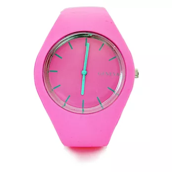 《GENEVA》超薄矽膠腕錶 爆款輕甜冰系列 比利時風格腕錶草莓粉