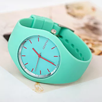 《GENEVA》超薄矽膠腕錶 爆款輕甜冰系列 比利時風格腕錶蒂芬妮綠