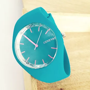 《GENEVA》超薄矽膠腕錶 爆款輕甜冰系列 比利時風格腕錶土耳其藍