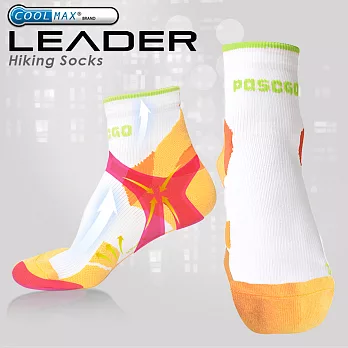 【LEADER】COOLMAX 透氣中筒.戶外健行.機能運動襪_女款 (橙色)