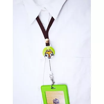 馬卡龍戴式伸縮識別證--綠意盎然,奔跑小動物小松鼠嘻嘻