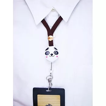 馬卡龍戴式伸縮識別證--魅力黑,動物好朋友伸縮識別證黑白貓熊