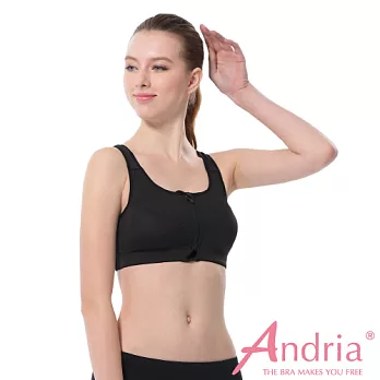 【Andria UP 安卓亞】高強度防震專業拉鍊式無鋼圈運動內衣L黑