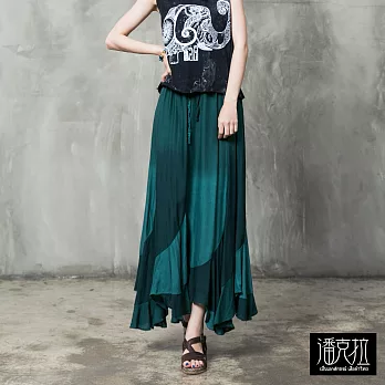 【潘克拉】拼接漸層長裙(2色)-F FREE綠