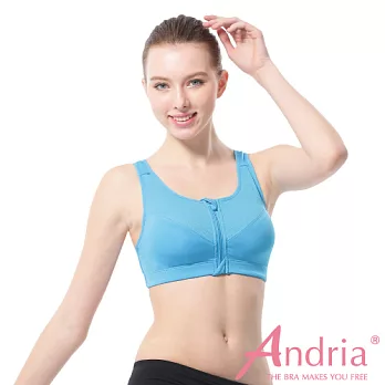 【Andria UP 安卓亞】高強度防震專業拉鍊式無鋼圈運動內衣L藍