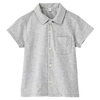 [MUJI無印良品]幼兒有機棉輕鬆活動舒適拼接平織布短袖襯衫90灰色