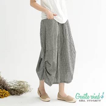 【Gentle wind 輕輕.吹】格子打摺襬長裙(2色)-F FREE小格