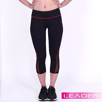 【Leader】女性專用 S-Fit運動壓縮緊身七分褲.壓力褲S(紅線)