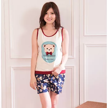 【Mujaki】小熊無袖褲裝家居服L