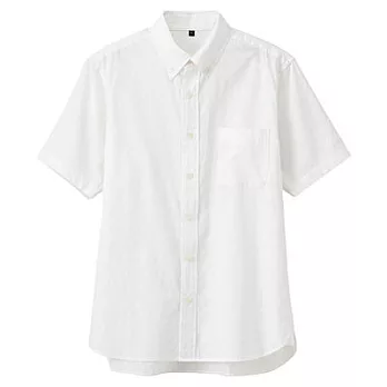 [MUJI無印良品]男有機棉疏織扣領短袖襯衫S白色