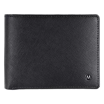 MONDAINE 瑞士國鐵牛皮十字紋6卡短夾-黑
