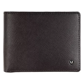 MONDAINE 瑞士國鐵牛皮十字紋6卡短夾-咖啡