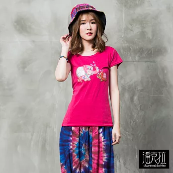 【潘克拉】噴水大小象短T(桃)-F FREE桃