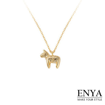 Enya★可愛立體小馬項鍊金色