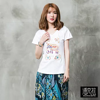 【潘克拉】異國串珠亮片T(3色)-F FREE大象