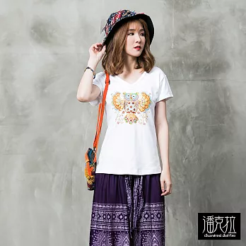 【潘克拉】異國串珠亮片T(3色)-F FREE貓頭鷹