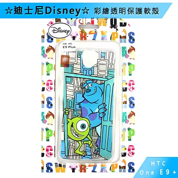 迪士尼Disney HTC ONE E9+ 彩繪透明保護軟殼滿滿毛怪&華斯基