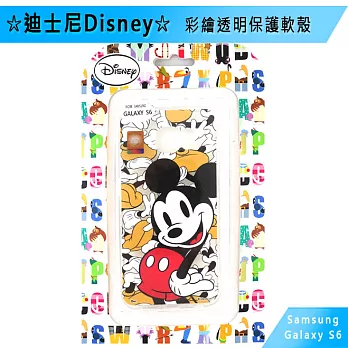 迪士尼Disney Samsung Galaxy S6 彩繪透明保護軟殼滿滿米奇