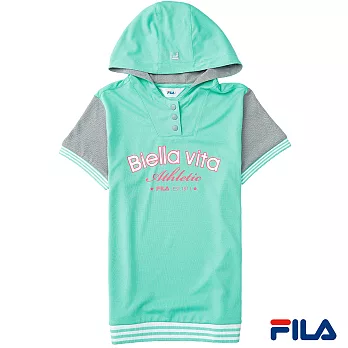 FILA女性連帽短袖上衣-5TEP-1418-TG-S湖水綠