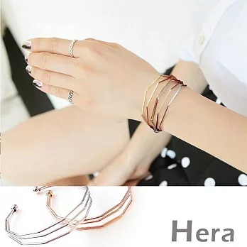 【Hera】赫拉 菱形線條幾何開口手環/手鐲-二色(銀色)