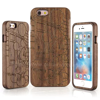 Disney iPhone 6 Plus/6s Plus 原木/木頭雷雕保護殼/手機殼-米奇米妮米奇