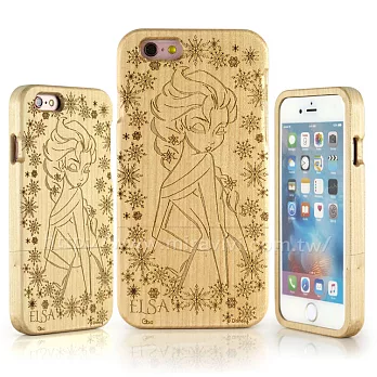 Disney iPhone 6 Plus/6s Plus 原木/木頭雷雕保護殼/手機殼-女孩系列艾莎