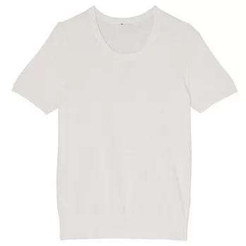 [MUJI無印良品]女有機棉強撚圓領短袖針織衫白色L白色